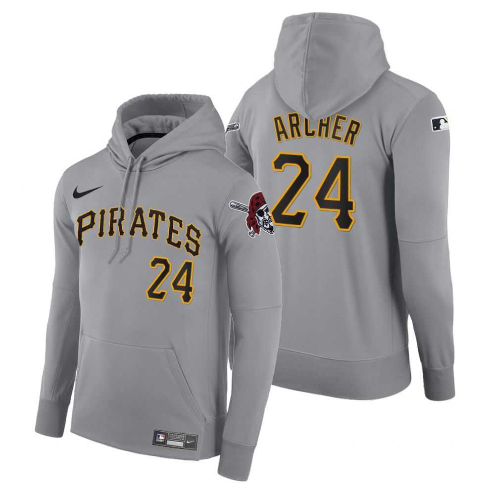Men Pittsburgh Pirates 24 Archer gray road hoodie 2021 MLB Nike Jerseys